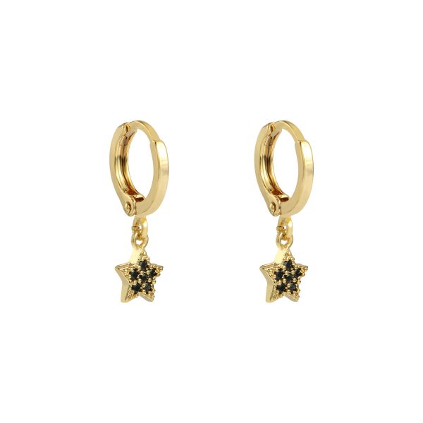 Earrings Sparkle Star - Black Gold