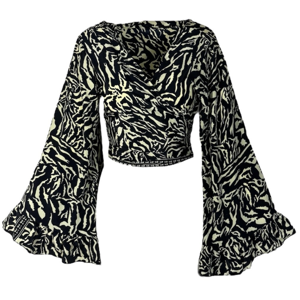 Bohemian Wrap Top Ruffle Black/Offwhite