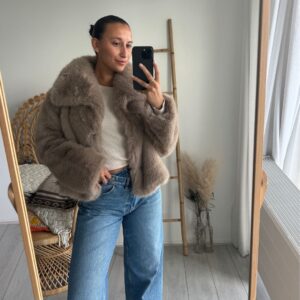 Faux Fur Jacket Taupe
