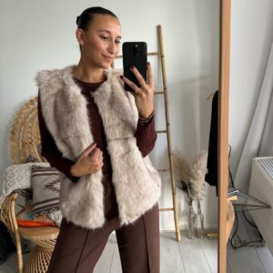 Faux Fur Gilet Beige