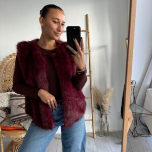 Faux Fur Gilet Burgundy