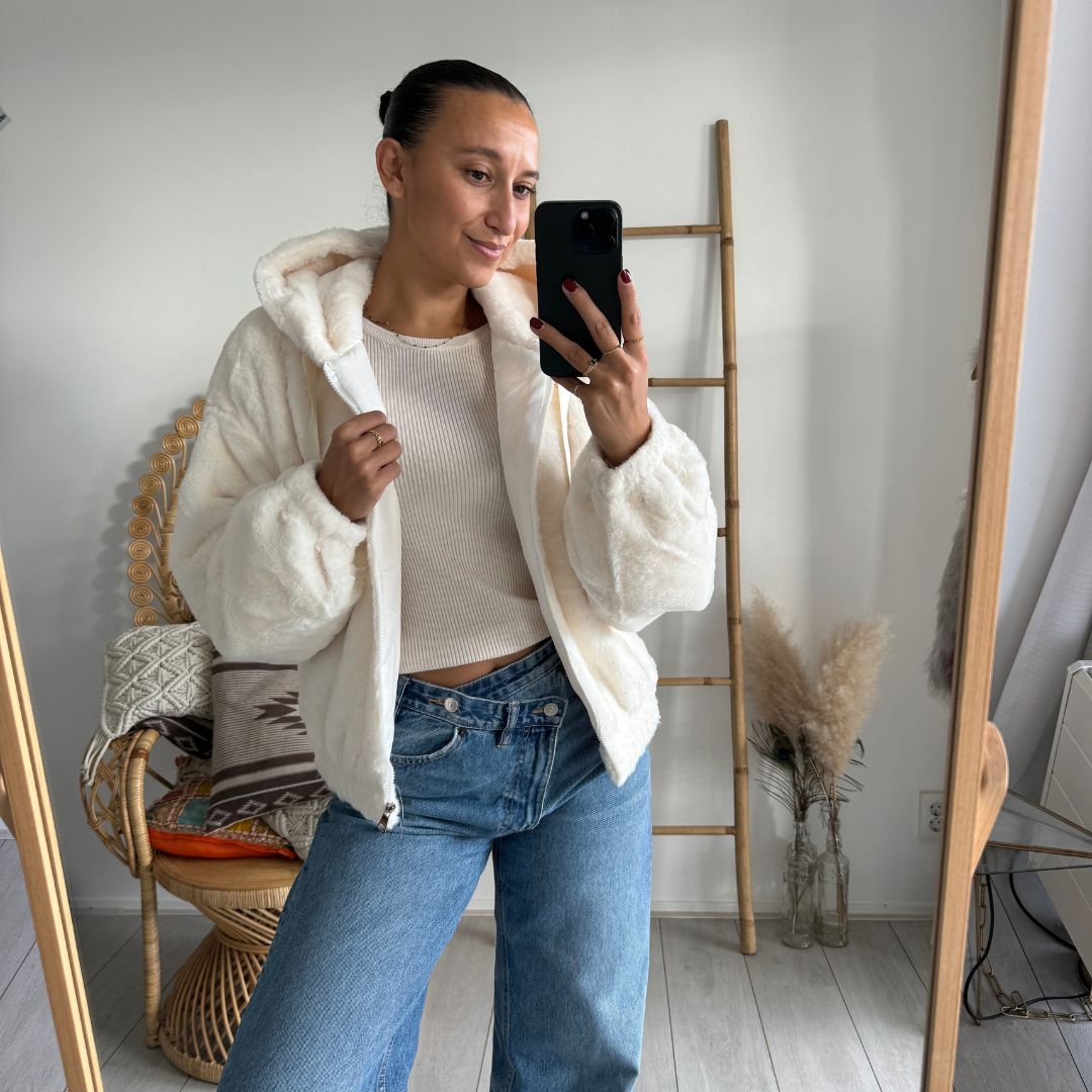 Zipper Faux Fur jacket