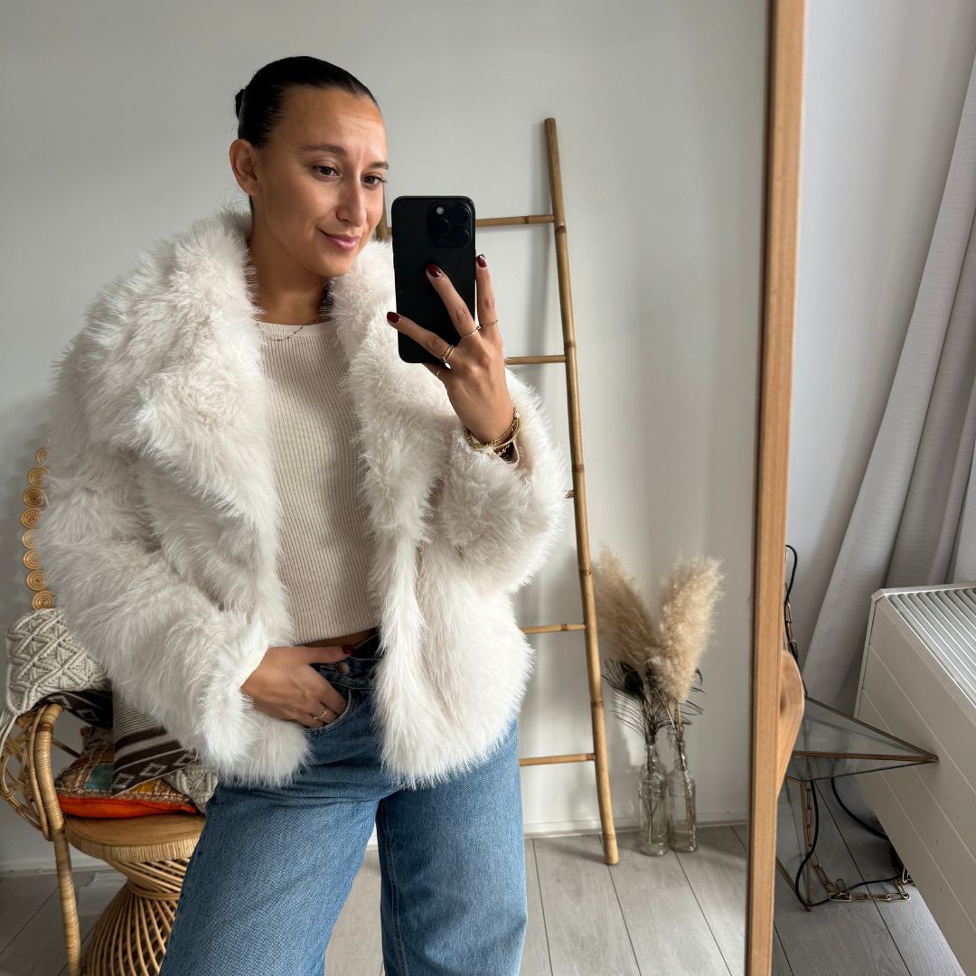 Faux Fur Jacket Offwhite