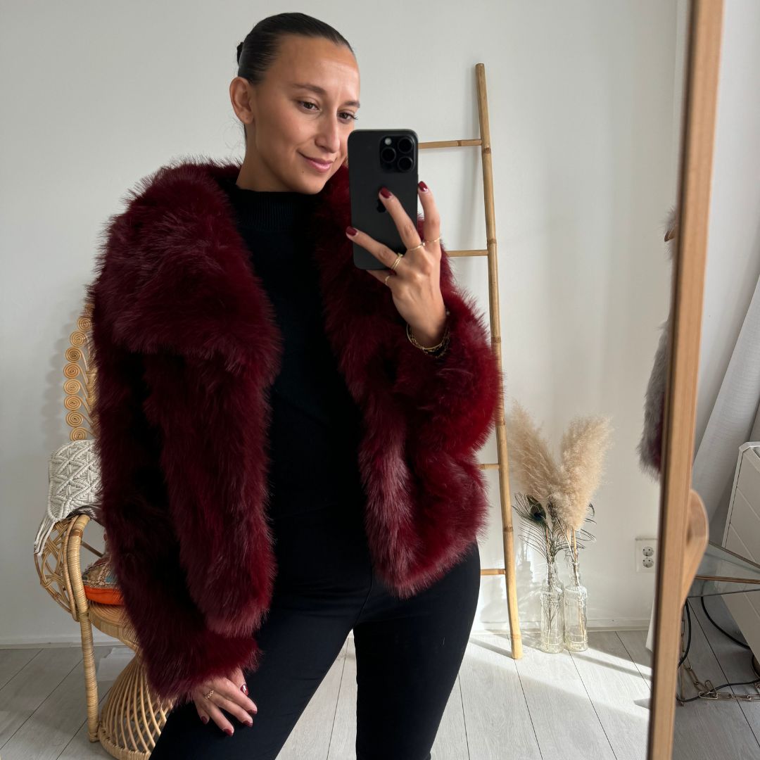 Faux Fur Jacket burgundy