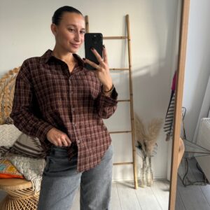 Houthakkersblouse strass bruin