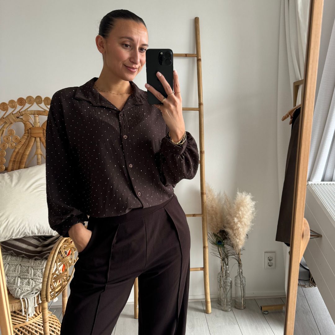 Strass Brown Blouse