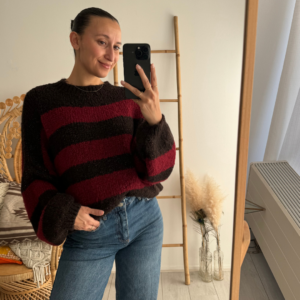 Liva Knit Stripe Bordeaux Brown