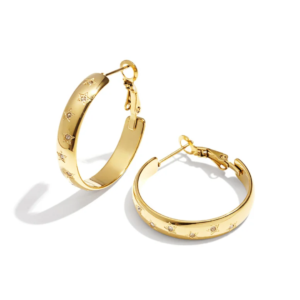 Trendy Hoop Earring Gold Star