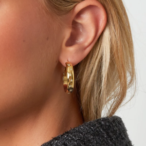Trendy Hoop Earring Gold Star