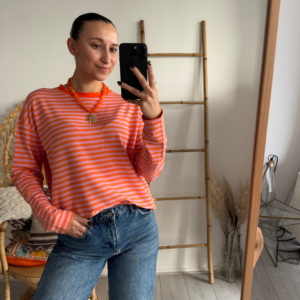 Pien Stripe Top Orange Pink