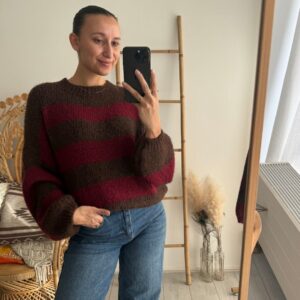 Ambika Liva Knit Strip Brown/B.Red