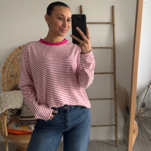 Pien Stripe Top Fuchsia