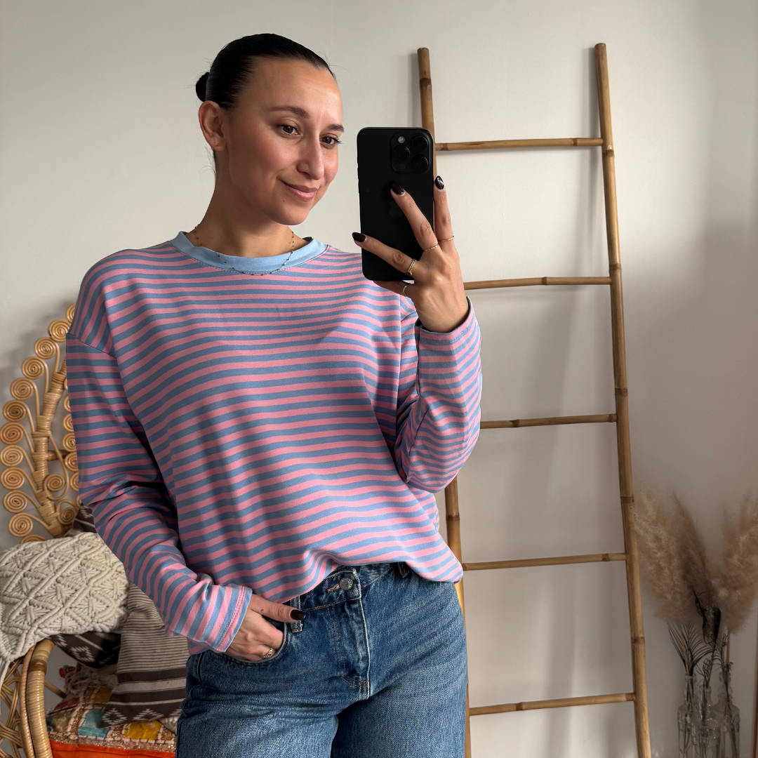 Pien Stripe Top Blue/Lila