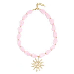 Beaded Necklace Sunny Flower Pink