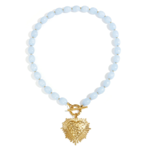 Beaded Necklace Heart Blue.
