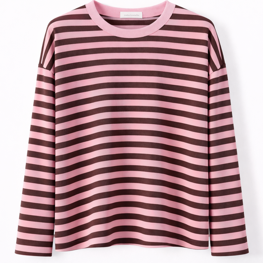 Pien Stripe Top Brown/Pink