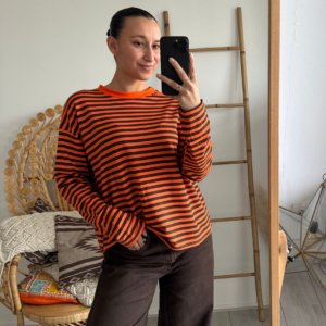Pien Stripe Top Orange/Brown