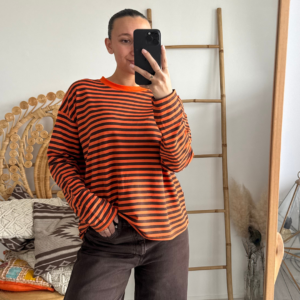 Pien Stripe Top Orange/Brown