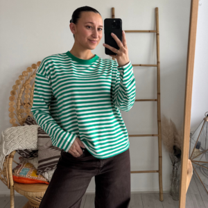 Pien Stripe Top Green/White