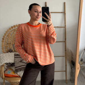 Pien Stripe Top Beige Orange