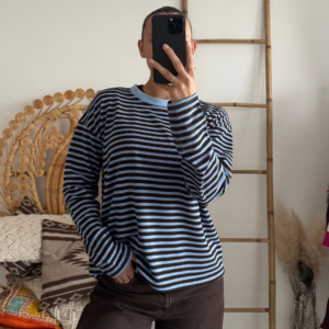 Pien Stripe Top Blue/Brown