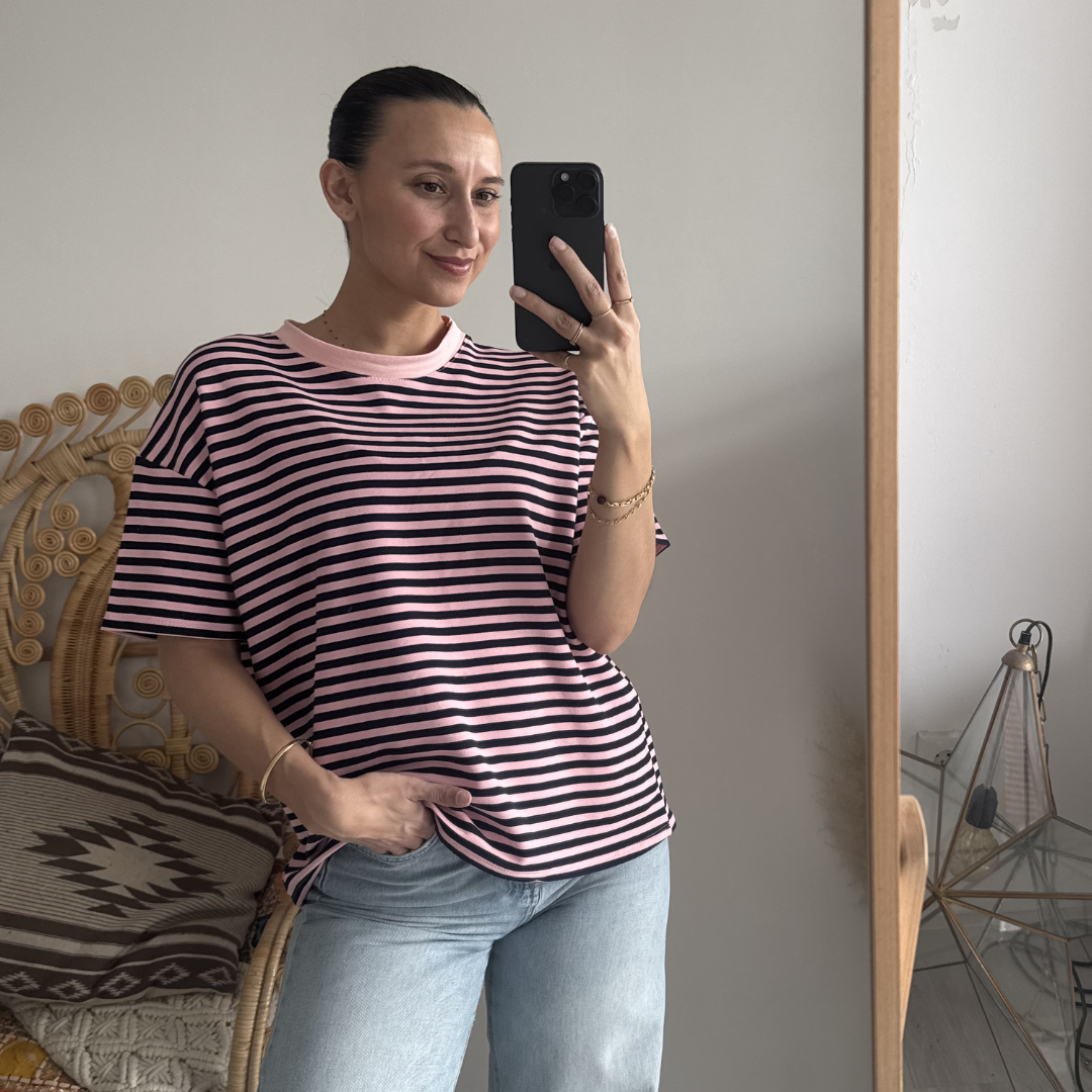 Pien Stripe Top Navy/Pink