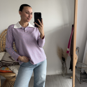 Pien Stripe Top Polo Blue/Pink