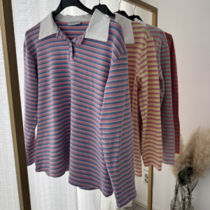 Pien Stripe Top Polo Orange Lila
