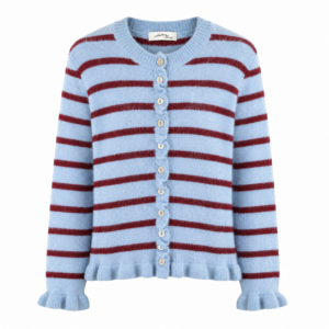 Ambika Cardigan Stripe Light Blue/ Bordeaux Red