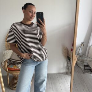 Pien Stripe top Brown/Offwhite