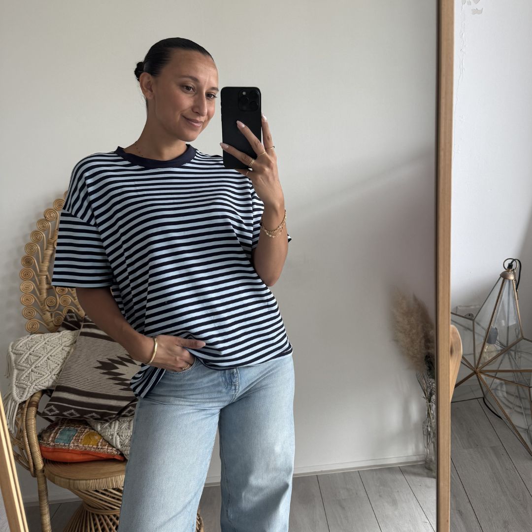 Pien Stripe Top navy/ Jeans Blue