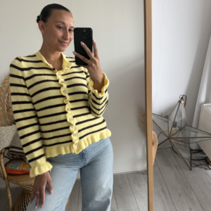 Ambika Cardigan Stripe Yellow Brown
