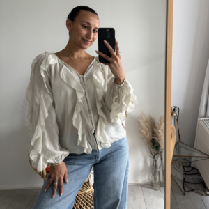 Ruffle Blouse Beige