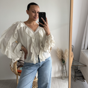 Ruffle Blouse Beige