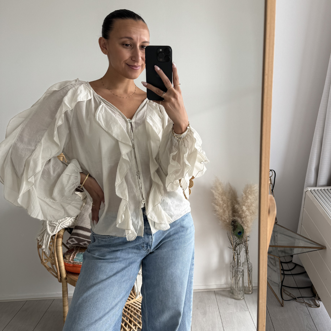 Ruffle Blouse Beige
