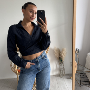 Linnen Wrap Top Black