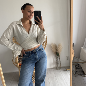 Wrap Top Linnen Beige