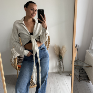 Wrap Top Linnen Beige