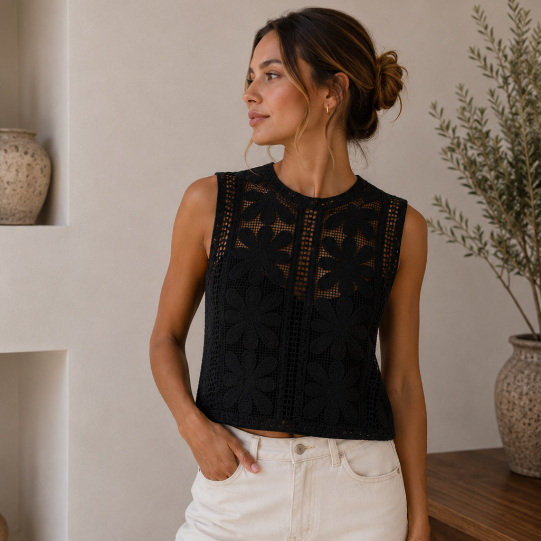 Boho Bloom Top Black