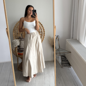 Linnen rok Beige