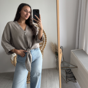Ambika Lima Ribbon Blouse Taupe
