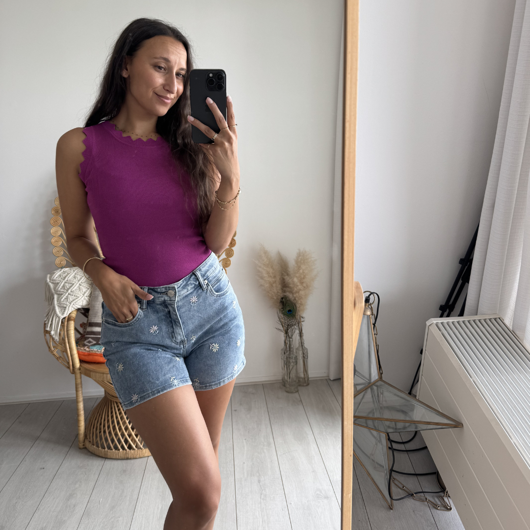 Ninou Denim Short Flower