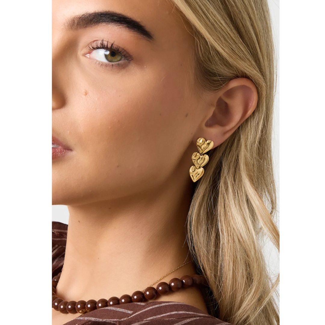 Dangle Earrings Heart - Gold