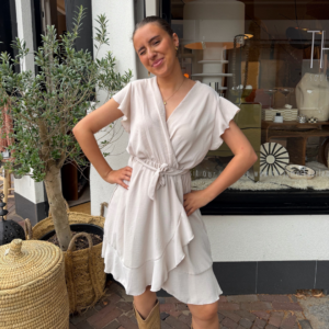 Ruffle Dress Beige