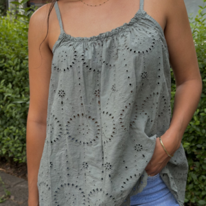 Broderie Top Army Green