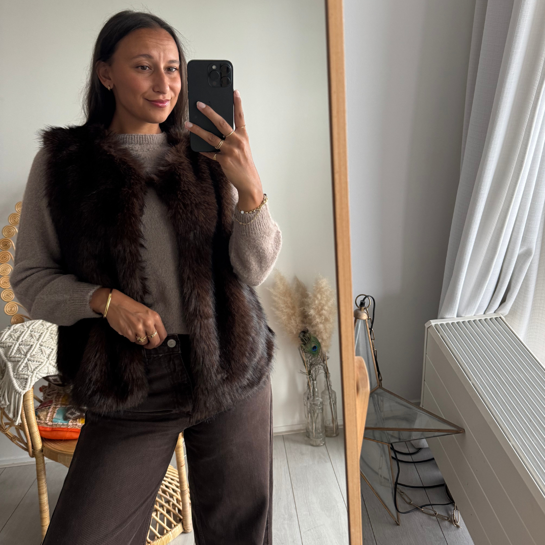 Faux Fur Gilet Brown