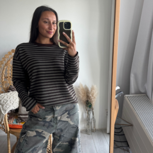 Pien Stripe Top Brown/Army