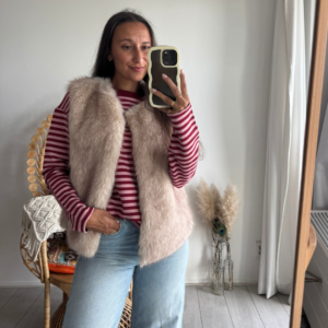 Faux Fur Gilet Beige