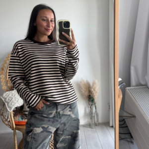 Pien Stripe Top Brown/Beige