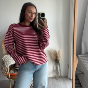Pien Stripe Top Burgundy/Pink